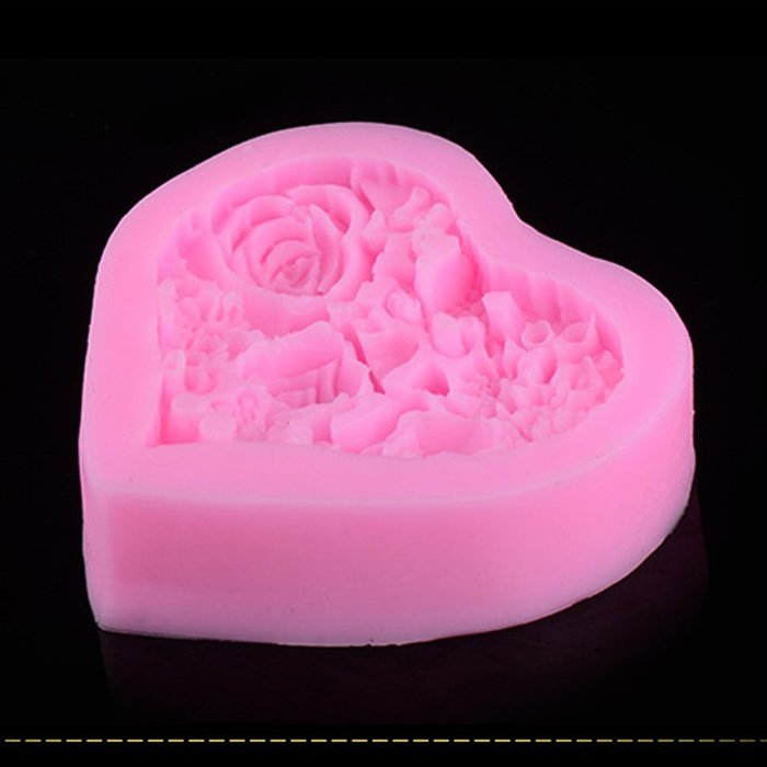 Heart Shape Rose Flower Silicone Mould Polymer Clay Sugar Craft Cake Decorating N4