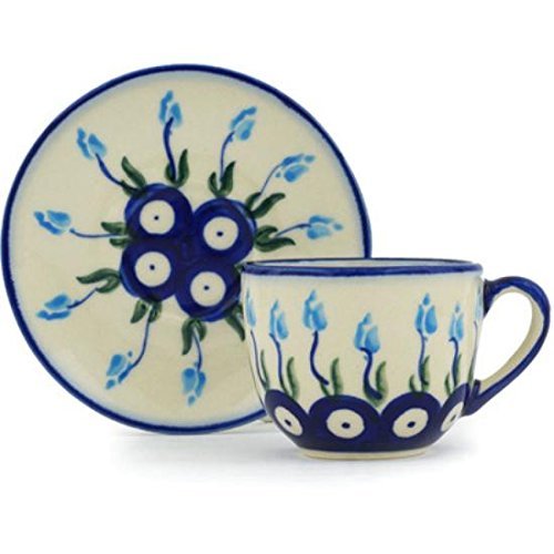 Ceramika Bona H0953H Polish Pottery Ceramic Espresso Cup with Saucer