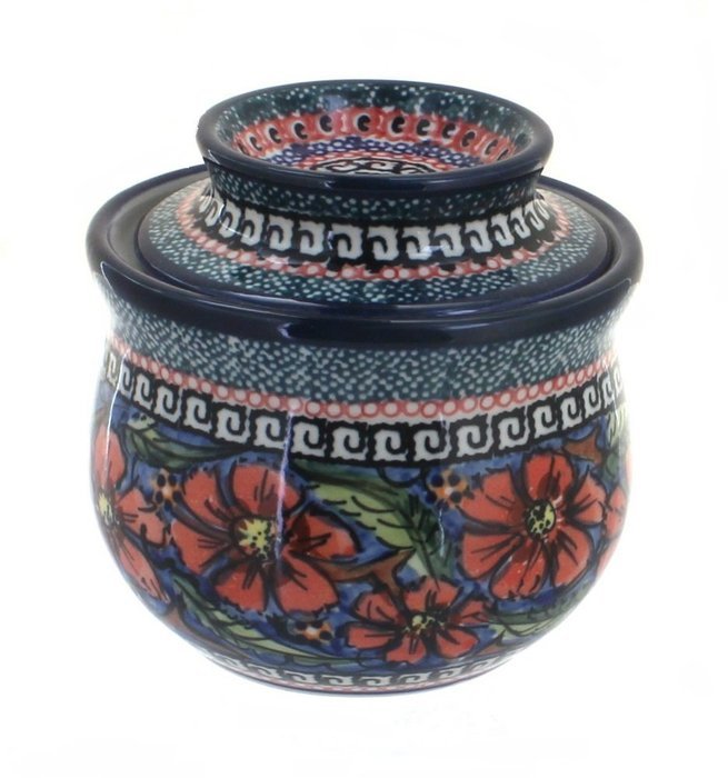 Polish Pottery Jungle Flower French Butter Dish