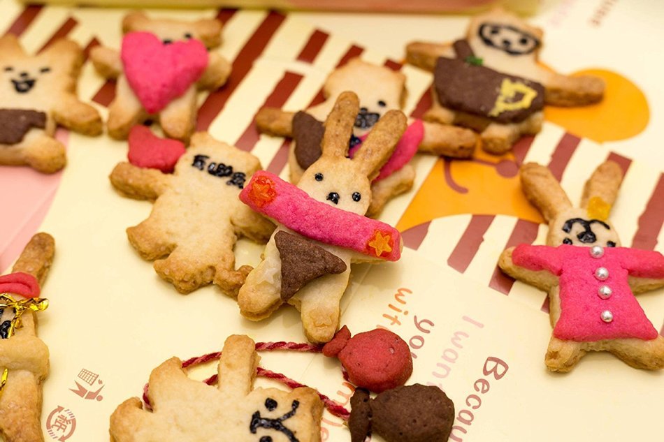 Astra shop Newest 14PCS Fashion Bunny & Bear shape Fondant Cookie Cutters Set - 4pcs Body with 10pc emoji stamps N4