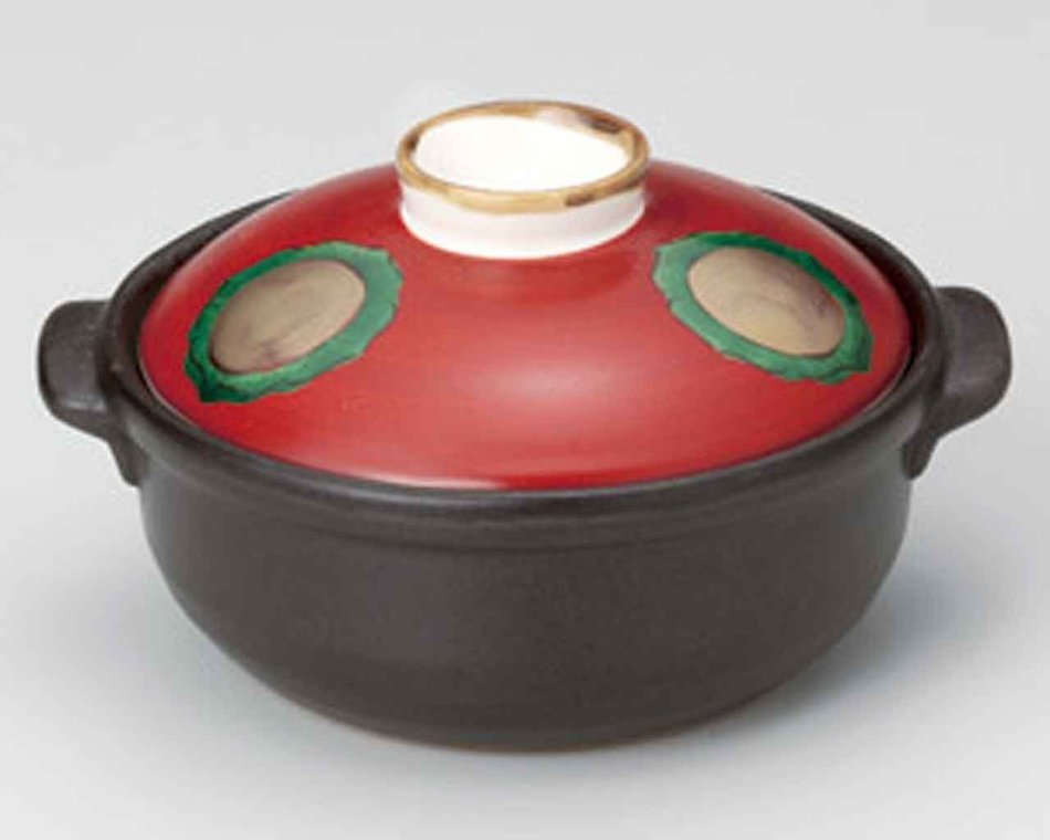 Kinmon for 1-2 persons 5.7inch Donabe Japanese Hot pot Red Ceramic Made in Japan