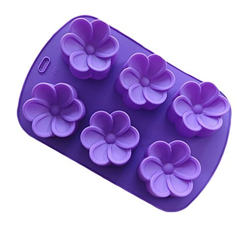 6 Frangipani Pudding Jelly Silicone Cake Mold Pan 9.8"x6.6"x1.1" Color At Random