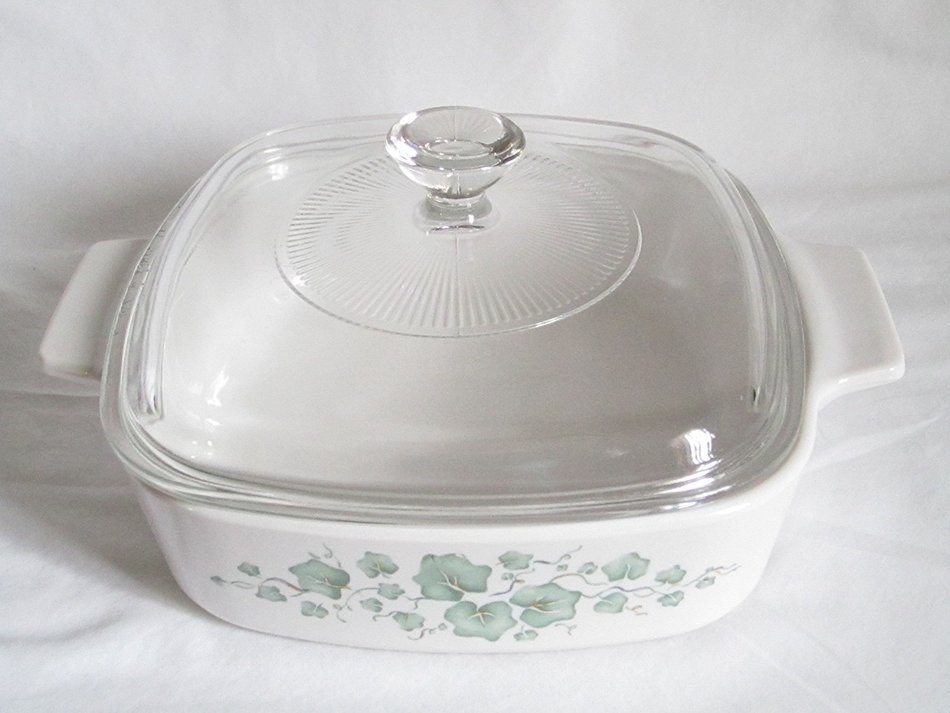 Corning Ware Calloway Ivy Glass Covered 1 Liter Casserole Dish