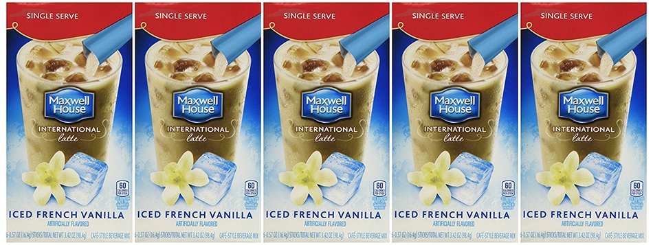 Maxwell House International Cafe Iced Latte Cafe-Style Beverage Mix, Single Serve Packets, French Vanilla 6 ea...
