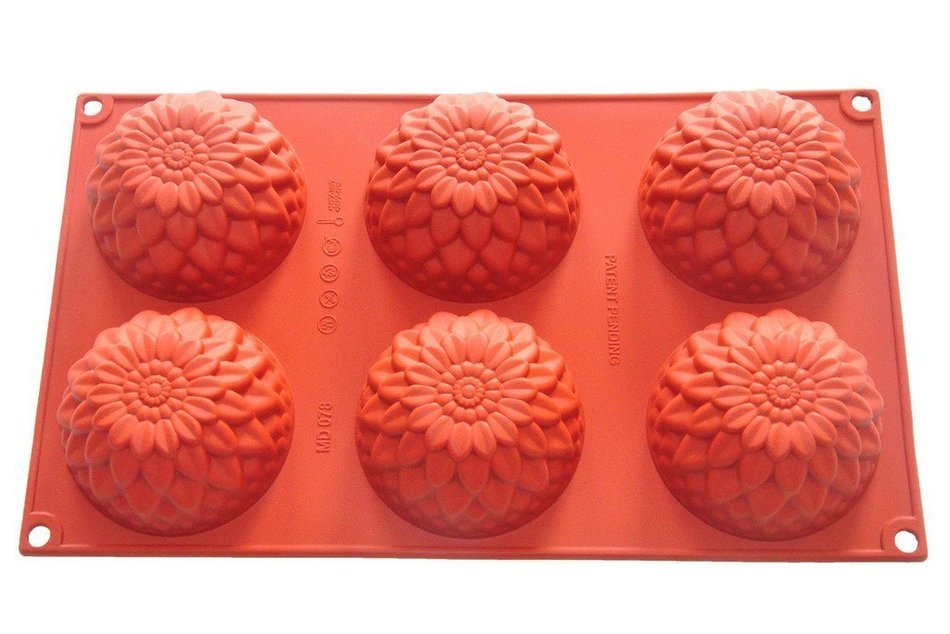 FOUR-C Silicone Baking Molds Flower Cake Bakeware Kitchen Supplies Color Purplish Red