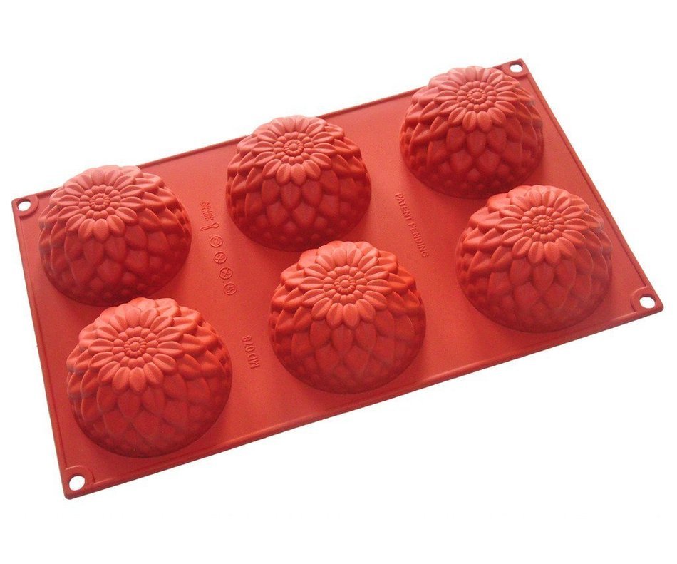 FOUR-C Silicone Baking Molds Flower Cake Bakeware Kitchen Supplies Color Purplish Red N2