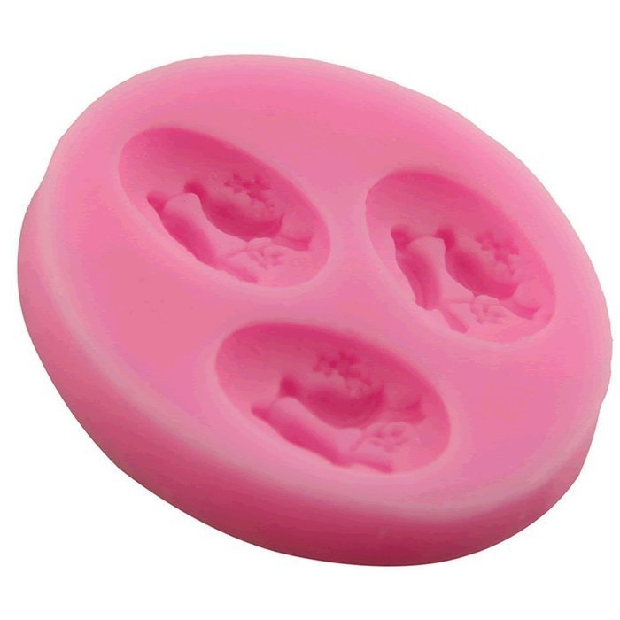 Generic Three Cavity Little Birds Shape DIY Cake Decorating Fondant Silicone Sugar Craft Molds Random Color Set... N3