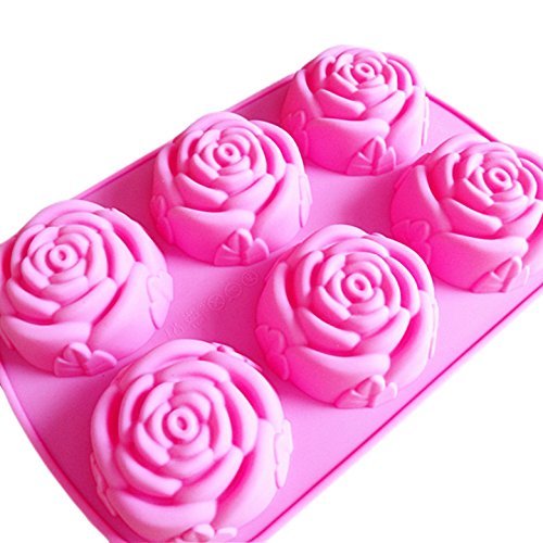 Bakeware 6 Roses Cake Jelly Pudding Silicone Mold Pan 9.8"x6.5"x1.1" Color At Random