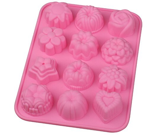 12 Cavity Flowers Silicone Non Stick Cake Bread Mold Chocolate Jelly Candy Baking Mould