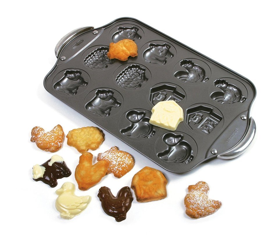 Kitchen, Dining & Bar Animal Farm Cookie Candy Pan 12 Molds Nonstick