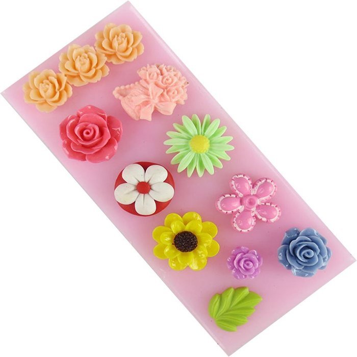 Yunko 12 Mini Flower Shapes DIY Silicone Mould Cake Decorations Decorating Fondant Sugar Craft Molds