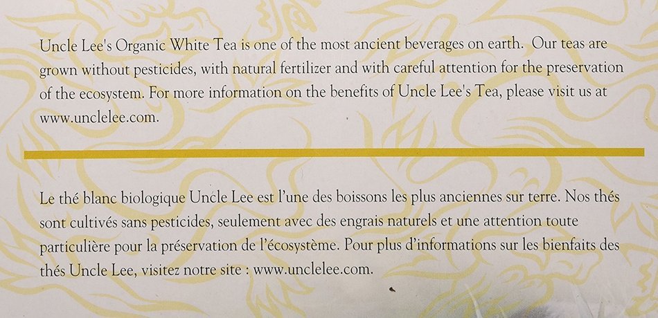 Uncle Les's Tea- Organic White Tea, premium organic White Tea in Tea Bags 100ct N2