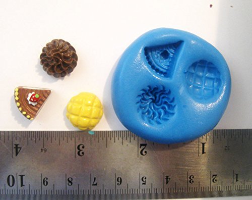 Cake Whipped Cream Melonpan Flexible Food Grade Silicone Push Mold for Polymer Clay, Resin,wax,miniature Food,... N2