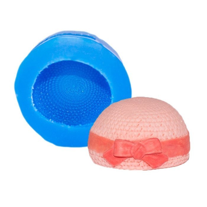 First Impression Molds B257 Knit Bow Baby Hat Silicone Cake Decorating Mold, Medium, Blue N2