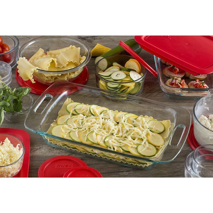 Pyrex Easy Grab 28-Piece Bake and Store Set, Red, Glass N3