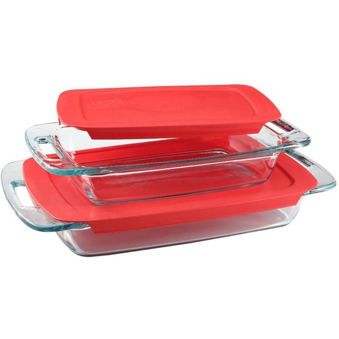 Pyrex Easy Grab 28-Piece Bake and Store Set, Red, Glass N4