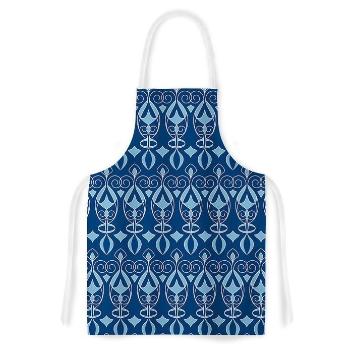 KESS InHouse Julia Grifol "Blue Deco" Aqua Pattern Artistic Apron, 31 by 35.75", Multicolor