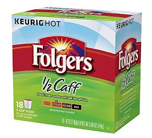 Folgers Half Caff Coffee, Keurig K-Cups, 18 Count