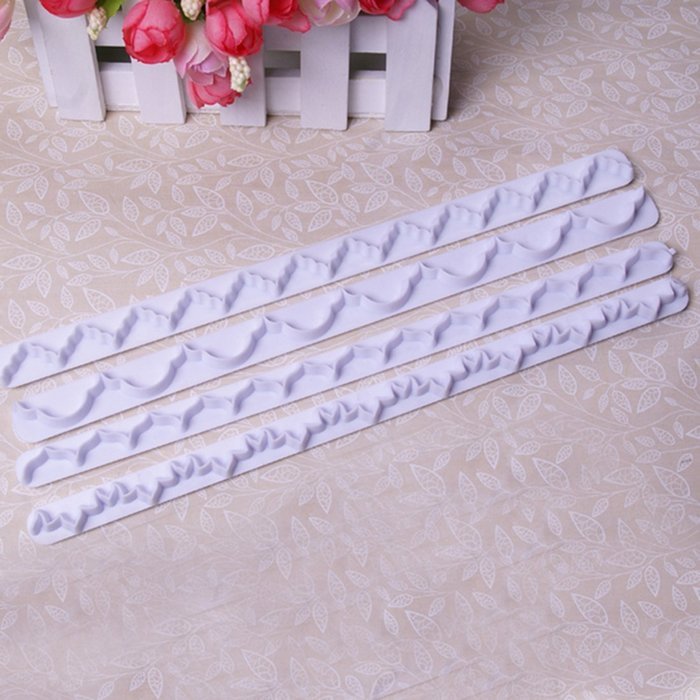 DUFUSTORE 4PCS Straight Frilling Gum Paste Frill Edge Cake Cookie Fondant Mold N3