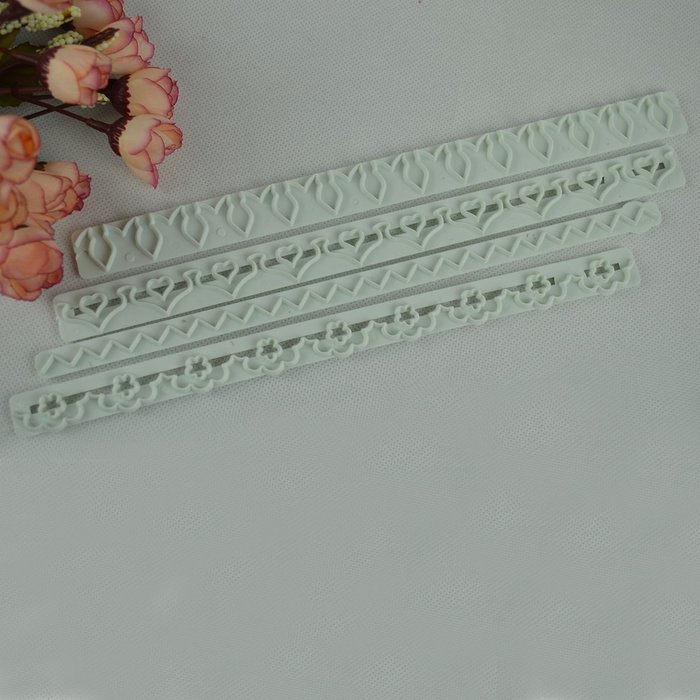 DUFUSTORE 4PCS Straight Frilling Gum Paste Frill Edge Cake Cookie Fondant Mold N4