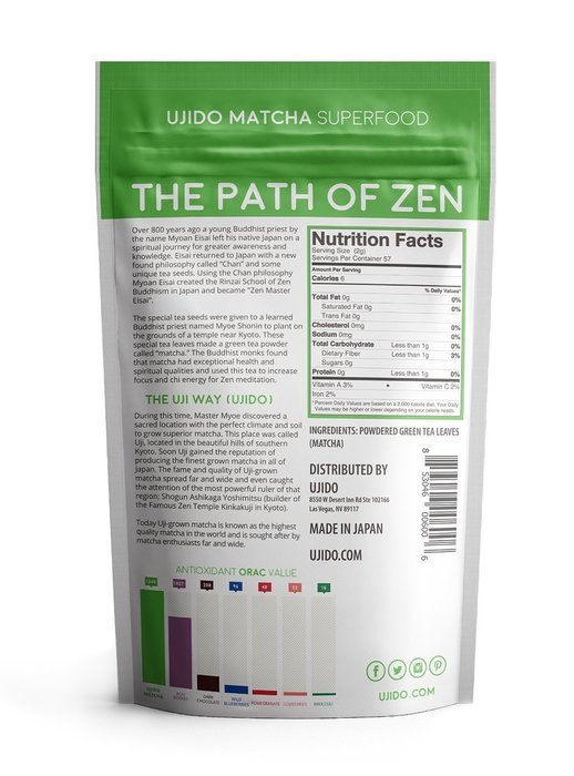 Ujido Gluten Free Vegan Matcha Green Tea Powder - 4 oz N2