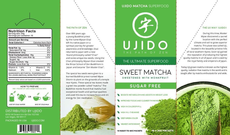Ujido Gluten Free Vegan Matcha Green Tea Powder - 4 oz N8