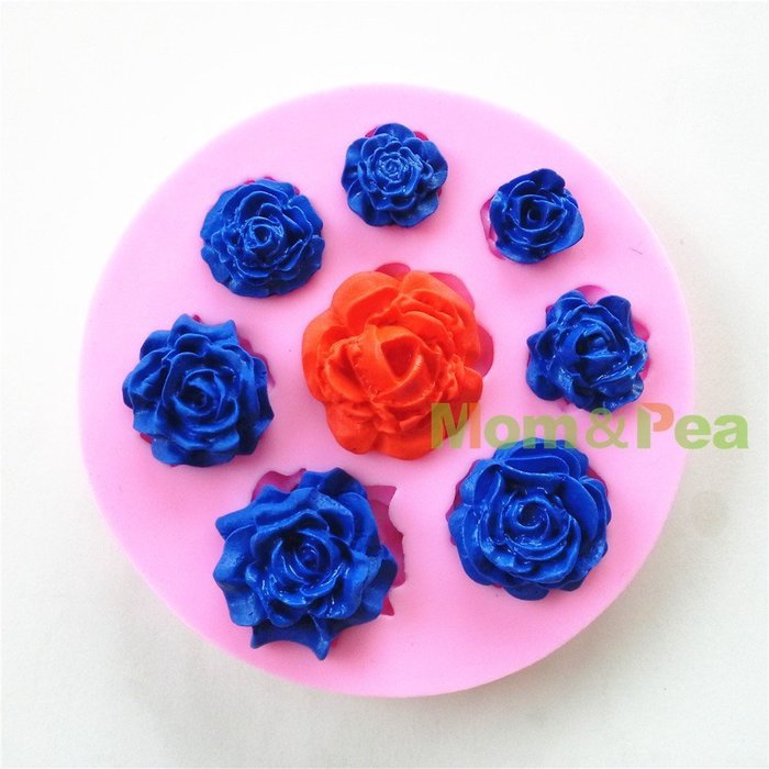 Mom&pea 0599 Roses Shaped Silicone Mould for Fondant Cake Sugar Paste Cake Decoration 3d Cake Toppers Mold 9.7...
