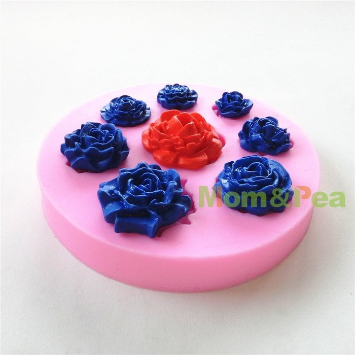 Mom&pea 0599 Roses Shaped Silicone Mould for Fondant Cake Sugar Paste Cake Decoration 3d Cake Toppers Mold 9.7... N2