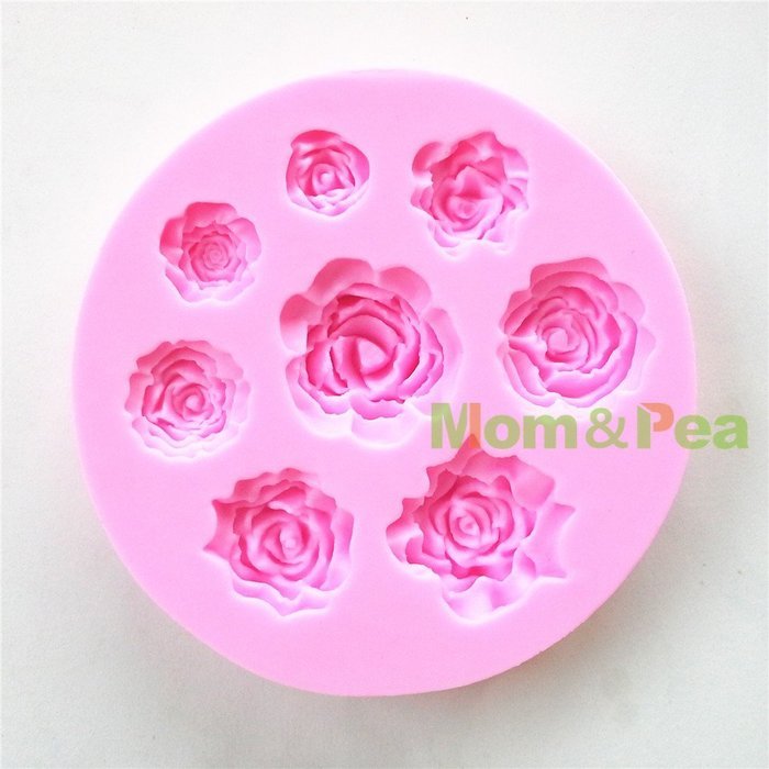 Mom&pea 0599 Roses Shaped Silicone Mould for Fondant Cake Sugar Paste Cake Decoration 3d Cake Toppers Mold 9.7... N3
