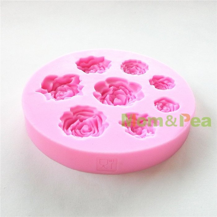 Mom&pea 0599 Roses Shaped Silicone Mould for Fondant Cake Sugar Paste Cake Decoration 3d Cake Toppers Mold 9.7... N4