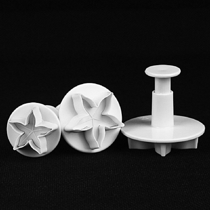DUFUSTORE 3pcs Five pointed Star Leaf Shape Cake Decoration Sugarcraft Plunger Tools N2