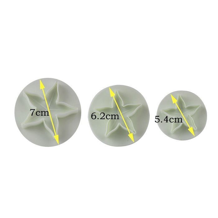 DUFUSTORE 3pcs Five pointed Star Leaf Shape Cake Decoration Sugarcraft Plunger Tools N3
