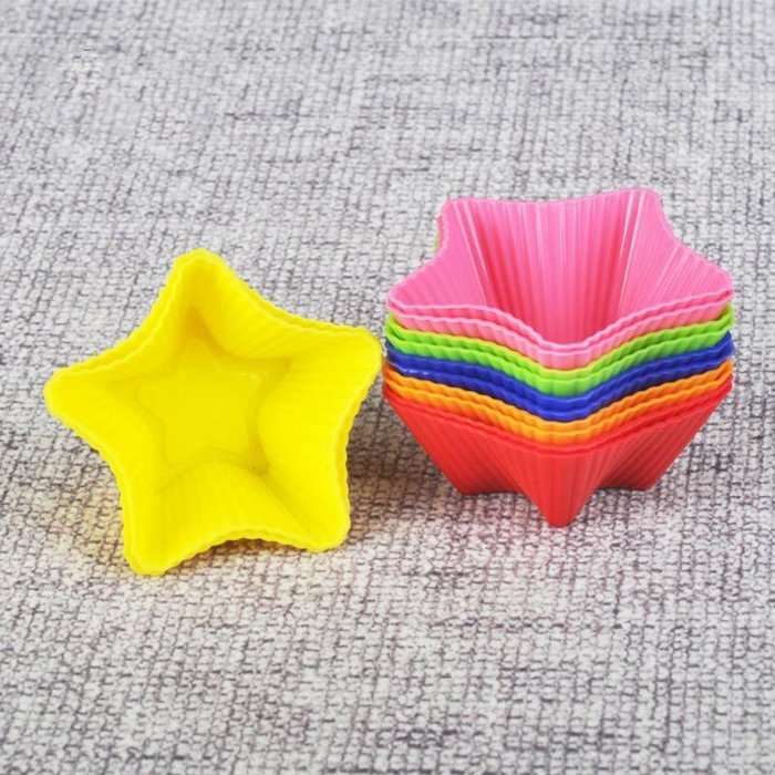 Candy-Colored Pentagram Silicone Egg Tart Mold Baking Mold Cake Mold, Set Of 12 N3
