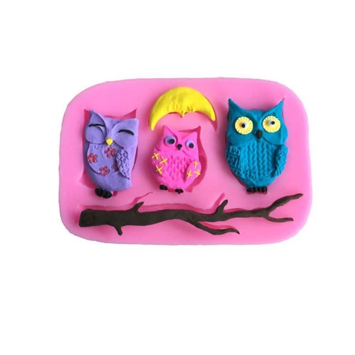 Gaosaili Owl Family Fondant Silicone Cake Decorating Mold Chocolate Candy Mold N2