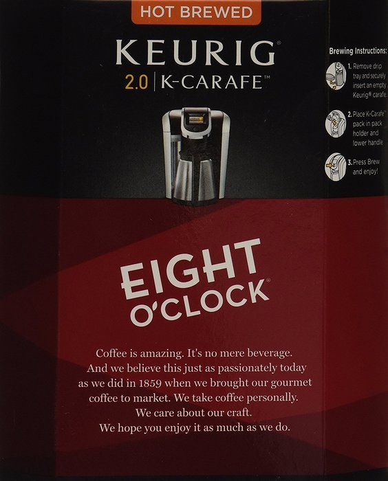 Keurig 2.0 Eight O'clock Coffee K-carafe Packs (8) N2