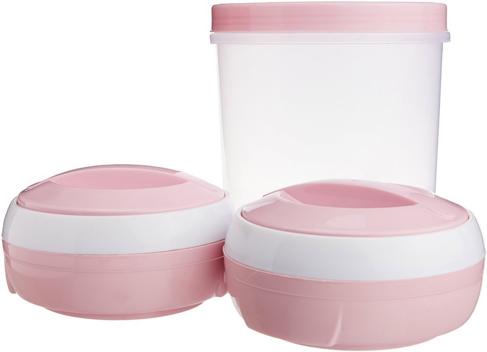 Princeware Solar Casserole Set with Twister Container Set, 3-Pieces, Pink