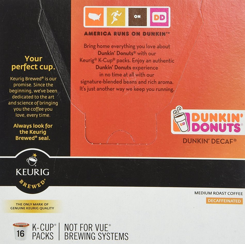 Dunkin Donuts Decaf Coffee K-Cups For Keurig K Cup Brewers (32 count) N5