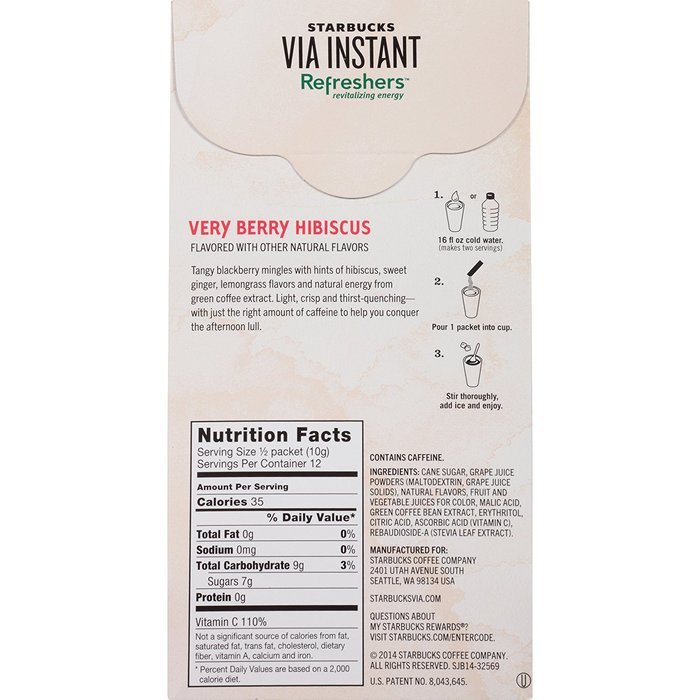 Starbucks VIA Instant Coffee, Very Berry Hibiscus Refresher, 36 Count N4