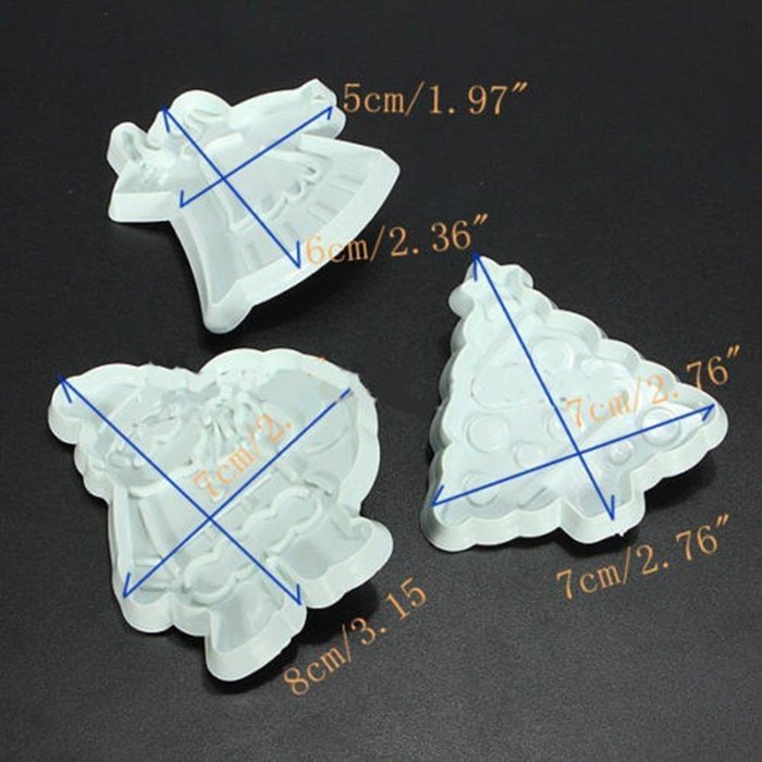 Cake & Cookie Cutters 3PCS Christmas Day Plastic Cake Mold N2