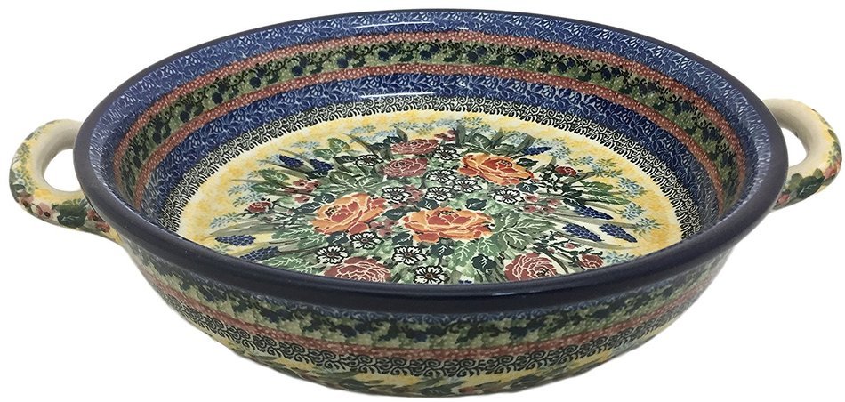 New Polish Pottery Unikat BAKER LARGE ROUND Boleslawiec CA Pattern U4288