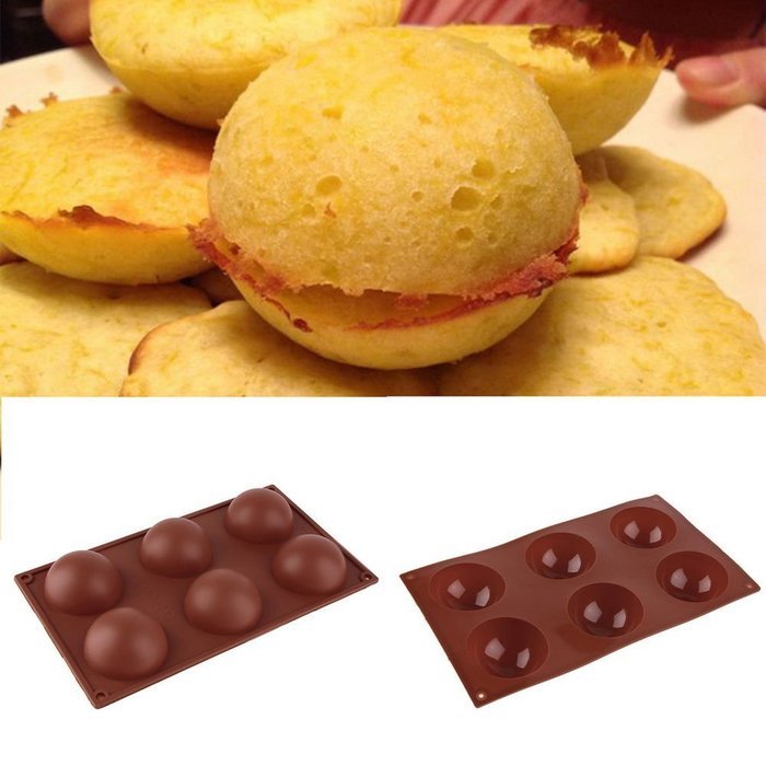 Lariy 2.5" Dia Half Ball Sphere Dessert Cake Muffin Pastry Jello Silicone Mold N6