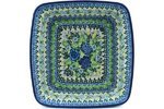 Polish Pottery Square Baker 9-inch Lime Bouquet UNIKAT N2