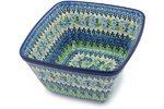 Polish Pottery Square Baker 9-inch Lime Bouquet UNIKAT N4