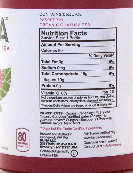 Runa Clean Energy Organic Guayusa Tea, Guava Unsweetened, 16.9 Ounce (Pack of 12) N4