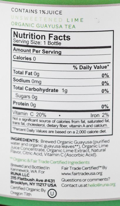 Runa Clean Energy Organic Guayusa Tea, Guava Unsweetened, 16.9 Ounce (Pack of 12) N6