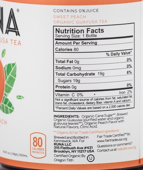Runa Clean Energy Organic Guayusa Tea, Guava Unsweetened, 16.9 Ounce (Pack of 12) N12