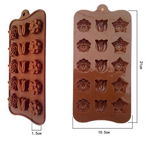 Bakeware Food Grade 15 Tulip Shape Silicone Chocolate Mold / Cake Mold / Cookie Mould Cupcake DIY Models