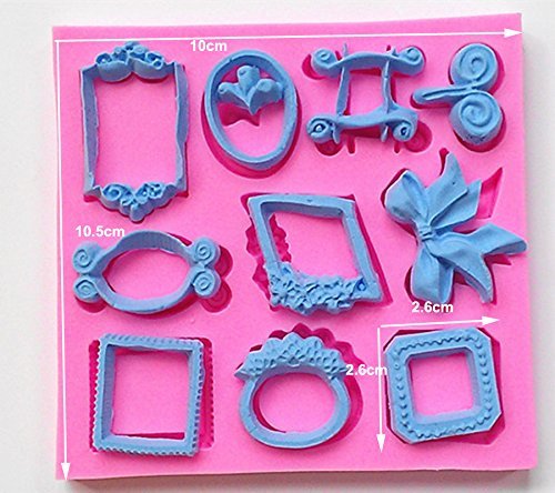 Design 564 Classic Small Picture Frame, Bow& Ring Shape Silicone Mold,Sugar Mold, Chocolate Mold, Cake Decoration...
