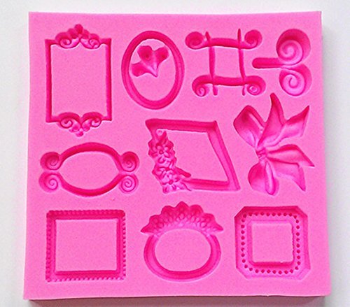 Design 564 Classic Small Picture Frame, Bow& Ring Shape Silicone Mold,Sugar Mold, Chocolate Mold, Cake Decoration... N2