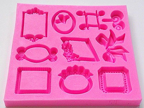 Design 564 Classic Small Picture Frame, Bow& Ring Shape Silicone Mold,Sugar Mold, Chocolate Mold, Cake Decoration... N3